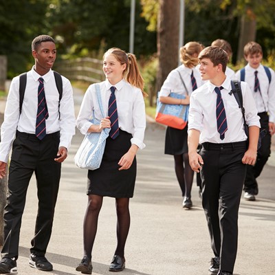 Teenagers walking to school