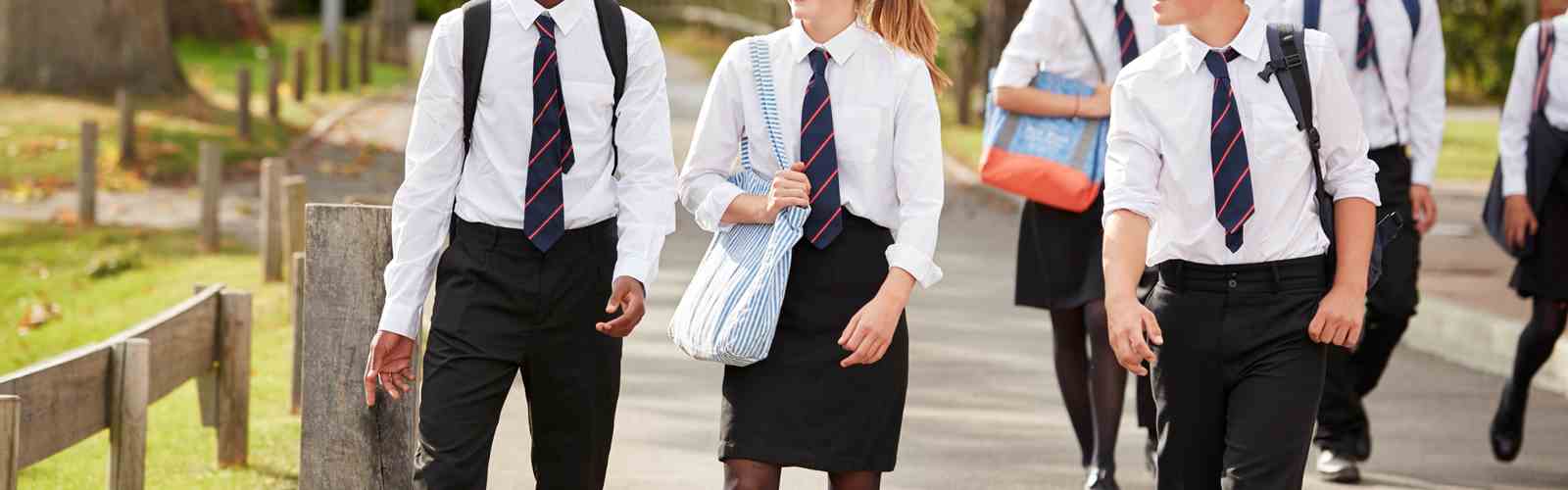 Teenagers walking to school